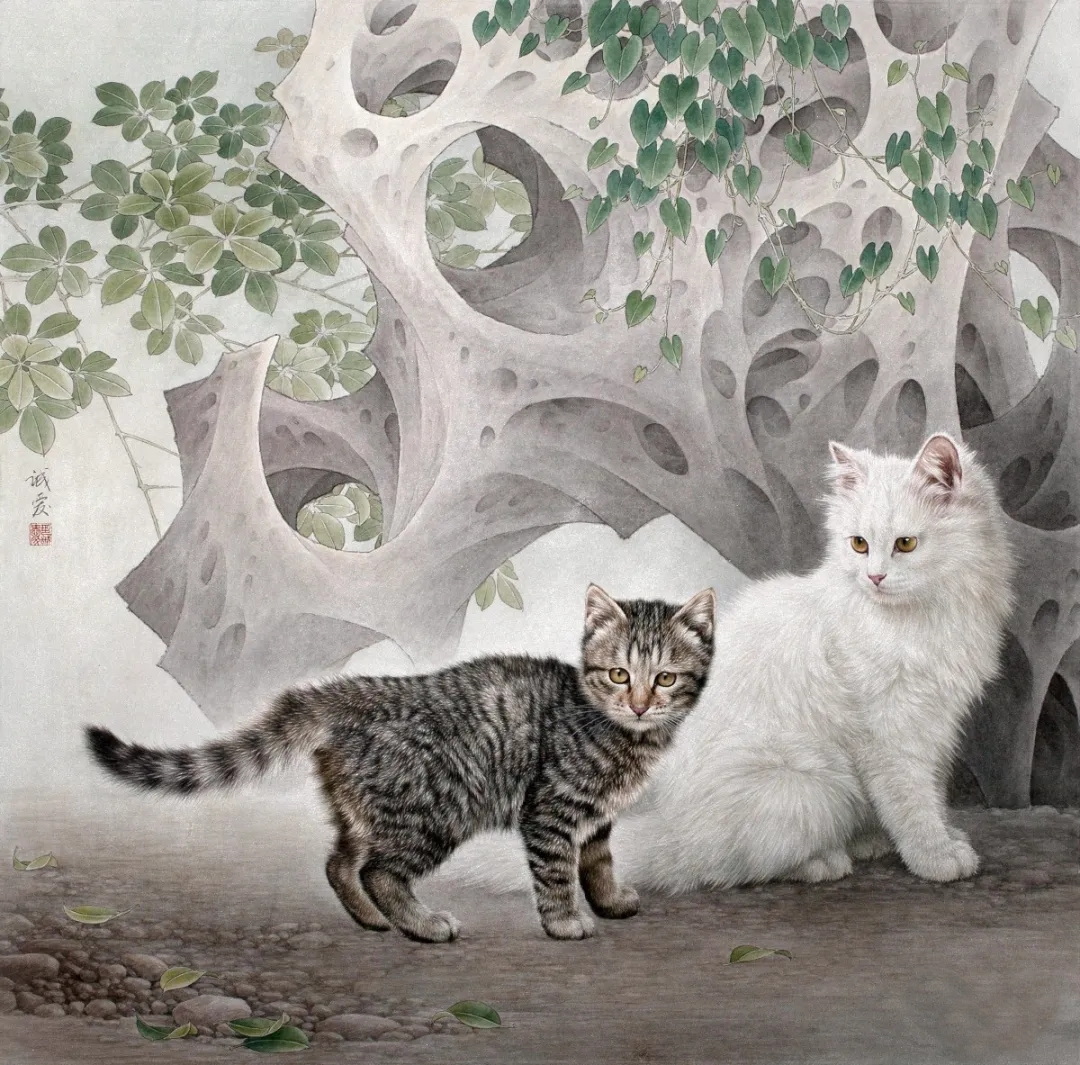 邢诚爱工笔画猫的图片,邢诚爱工笔画猫兔子高清大图
