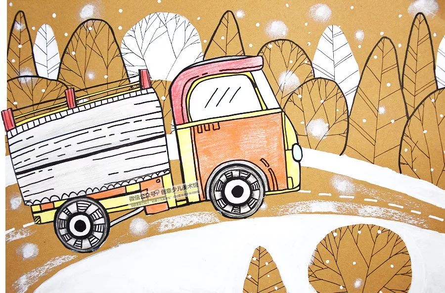 儿童画公路怎么涂色,儿童画公路车教程