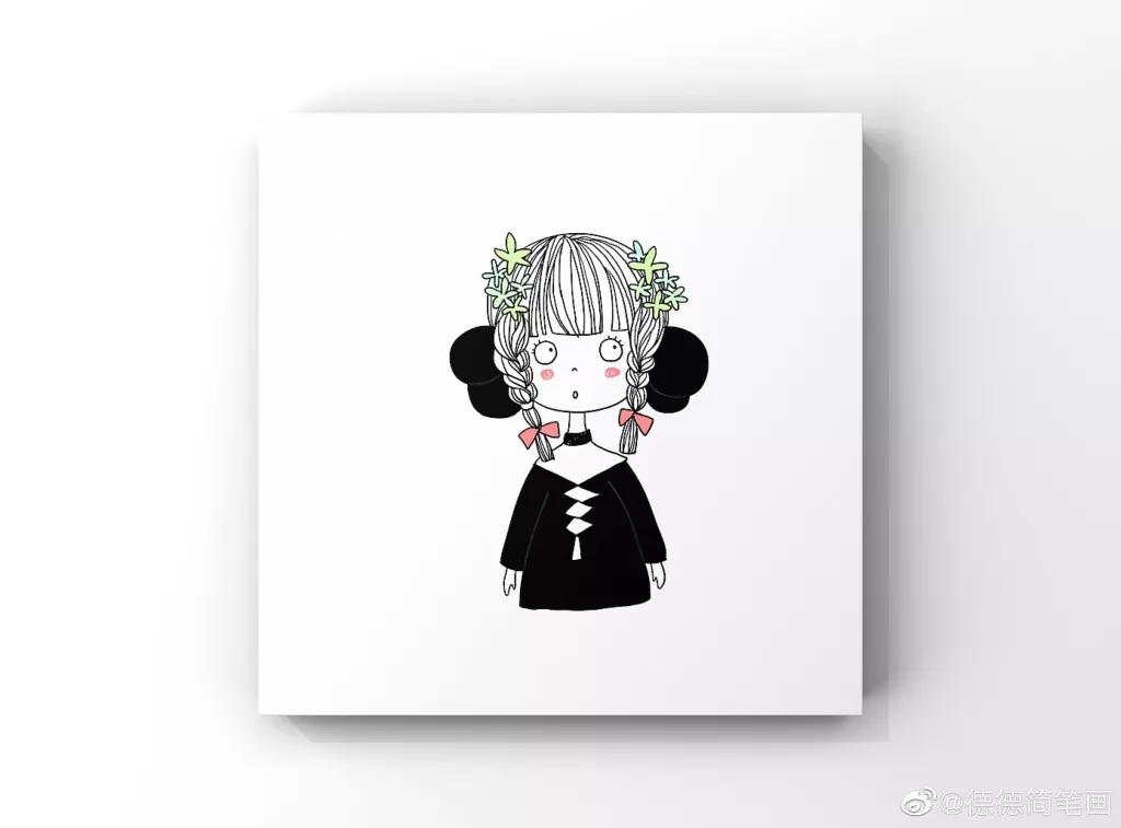 简单清新花卉的简笔画图片大全,唐老鸭简笔画可爱清新小女孩