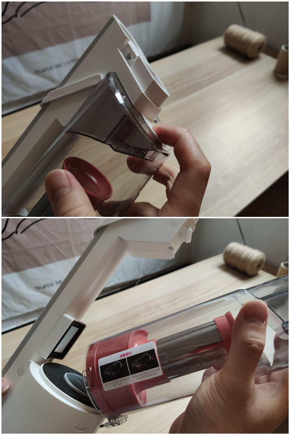 老表买了个小米有品上299的：德尔玛环吸背式吸尘器