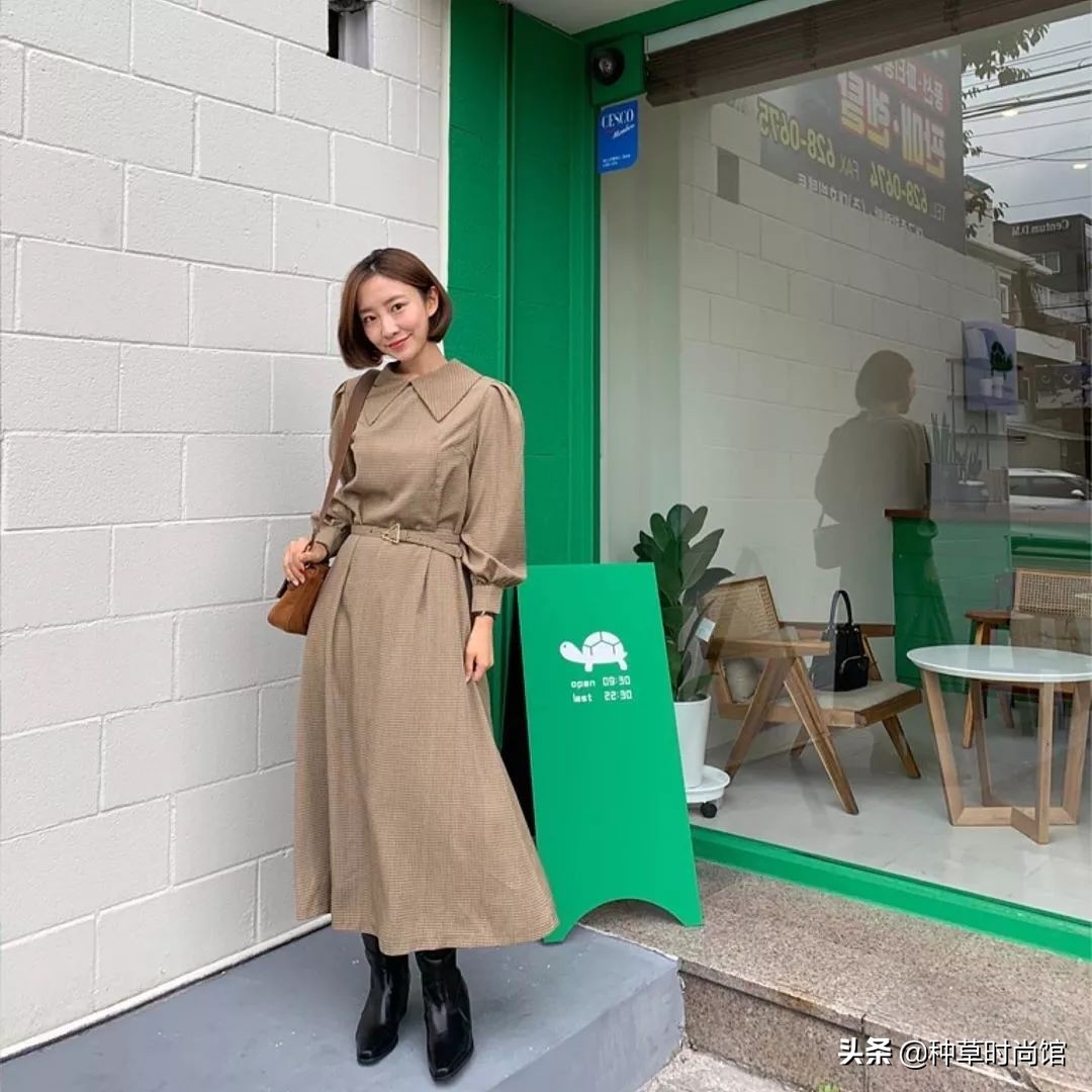 秋冬连衣裙长袖长款过膝修身气质,30套连衣裙搭配图