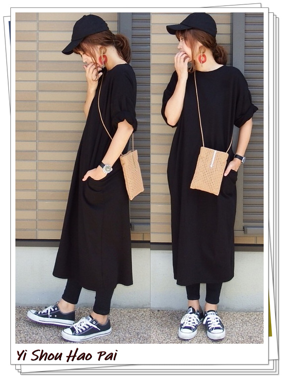 搭配休闲裙小黑鞋女款,连衣小黑裙搭配的小白鞋