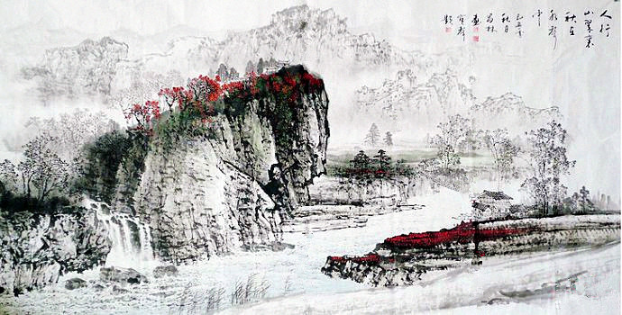 杨昌林山水画写生,杨昌林山水画鸿运当头