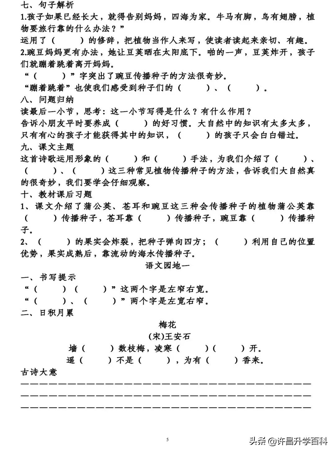 1到6年级语文知识点归纳图片,1-6年级语文1-2单元知识归纳总结