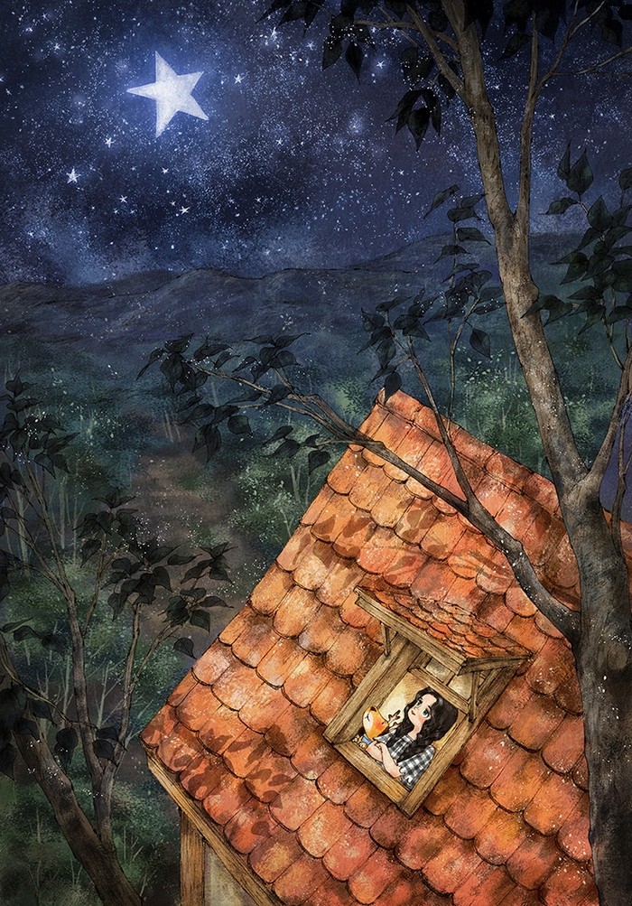 韩国插画师森林女孩日记图文,水彩插画森林女孩日记