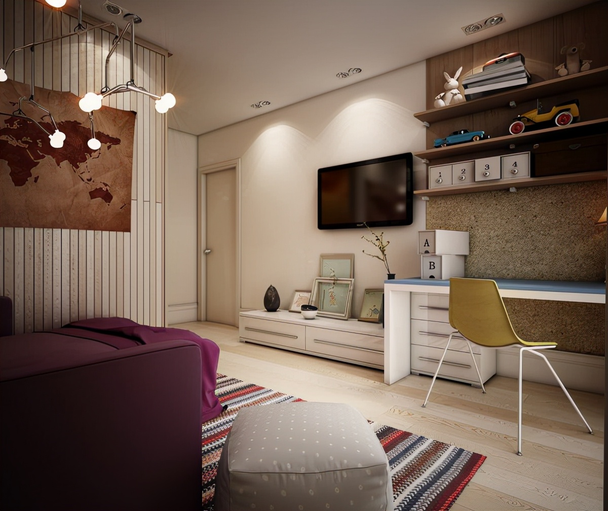 高中生青少年卧室装修效果图,男孩青少年卧室布置效果图大全