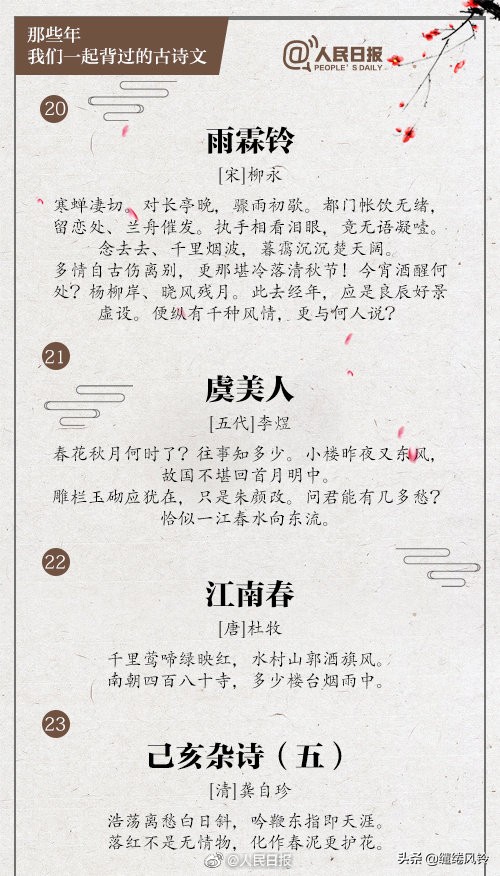 中小学经典诵读名篇古诗文,中学生经典诵读古诗词