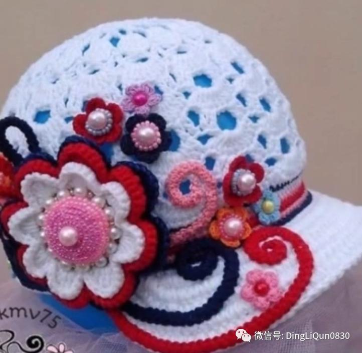 针织作品30款时尚钩花装饰帽子,简单易学又好看的针织帽子