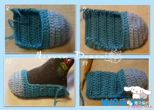 童鞋钩织教程,猫头鹰棒针织法