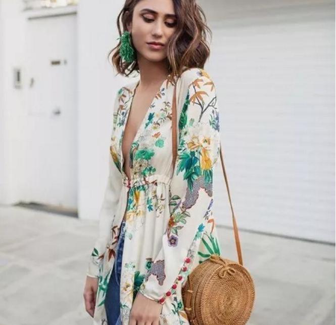 波西米亚风披肩夏天,绿色波西米亚夏天印花连衣裙