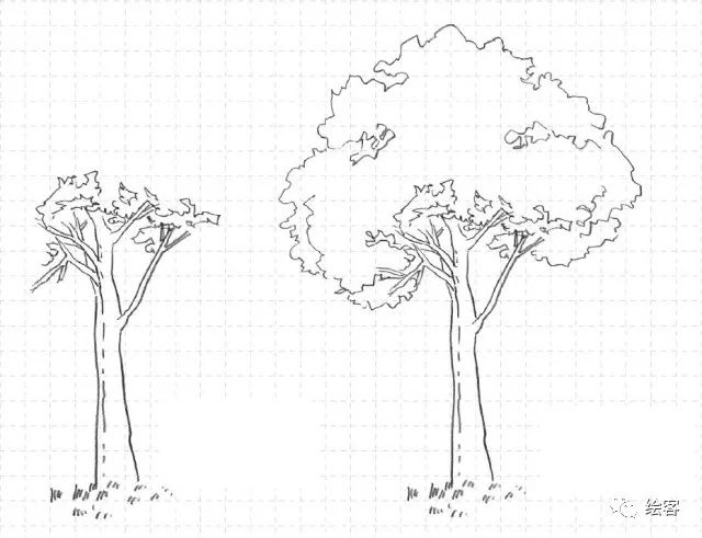 6-12岁儿童风景速写课程入门网课,风景速写临摹图片高清树和房子