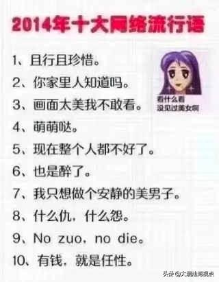 10句网络流行语大全,最流行的十句网络语
