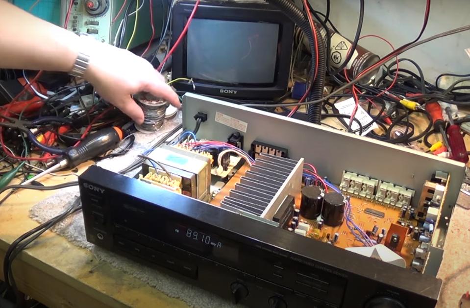 SONYSTRAV570功放机，拆解维修，采用STK4192II厚膜功率放大