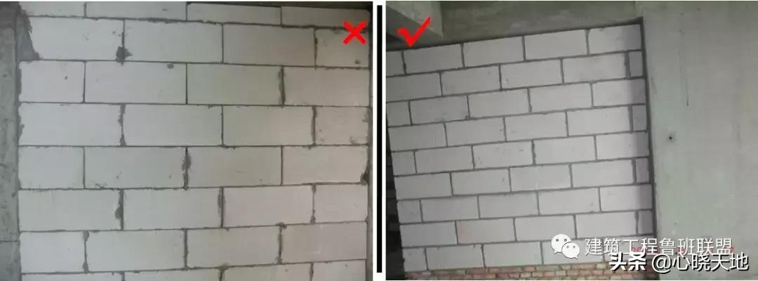 工程实例存在问题及原因分析,砌筑工程质量控制要点对比图