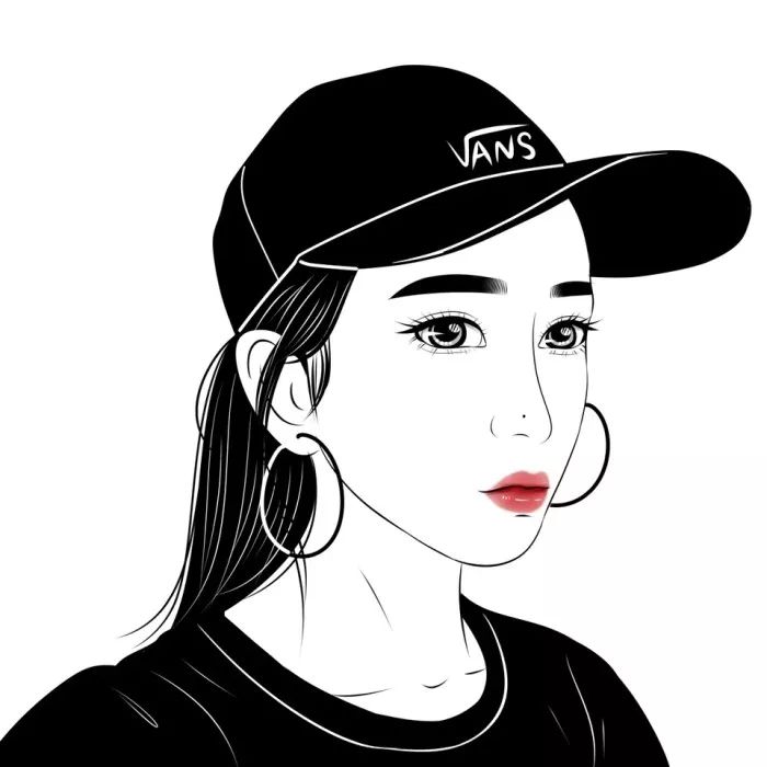 森系简约黑白手绘头像,个性原宿风手绘头像