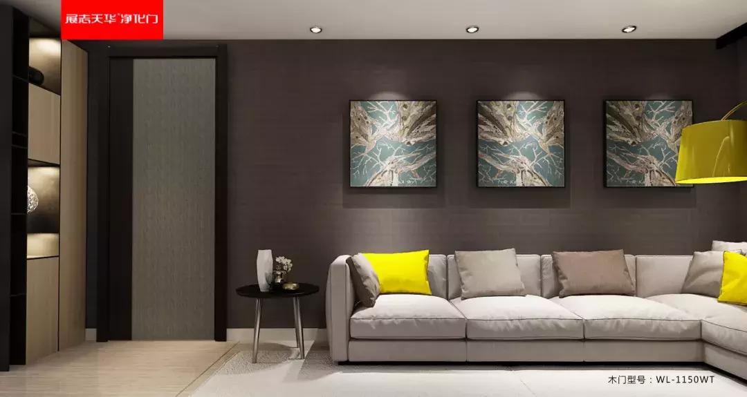 春天木门背景墙效果图,外平内开布纹铝木门效果图