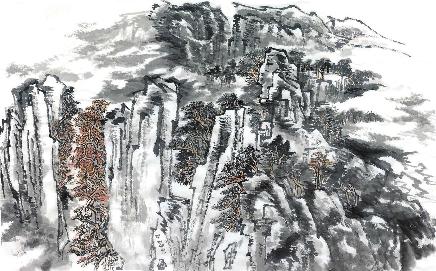 儿童山水画10-12岁国画范画,零基础国画山水画教学视频