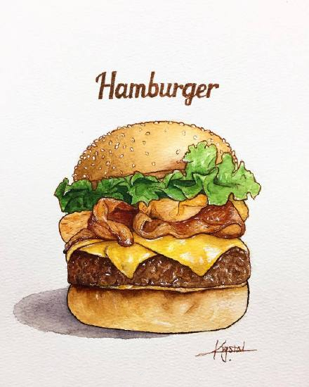 水彩森系小清新插画甜品,手绘治愈系甜品插画