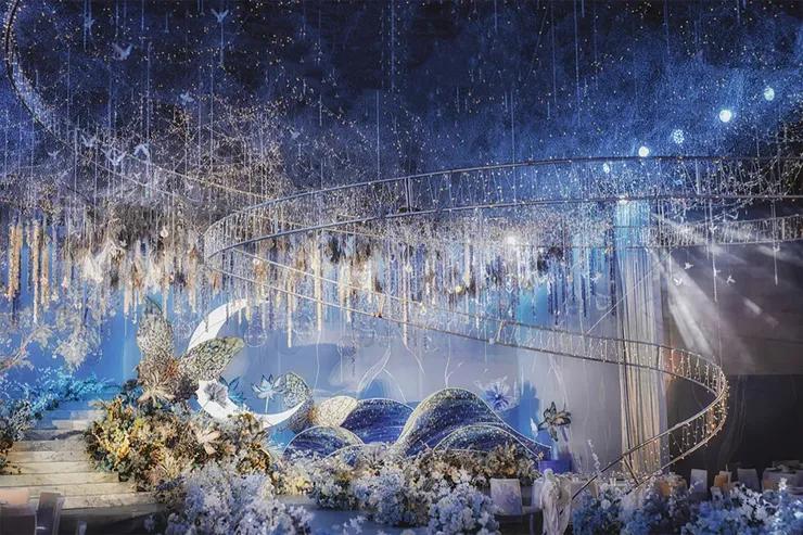 一场神秘浪漫的星空婚礼主题,奢华梦幻蓝色星空婚礼