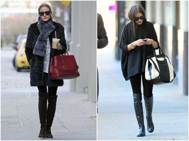 烟灰色牛仔裤怎么搭过膝靴,小香风皮毛外套搭配牛仔裤过膝靴