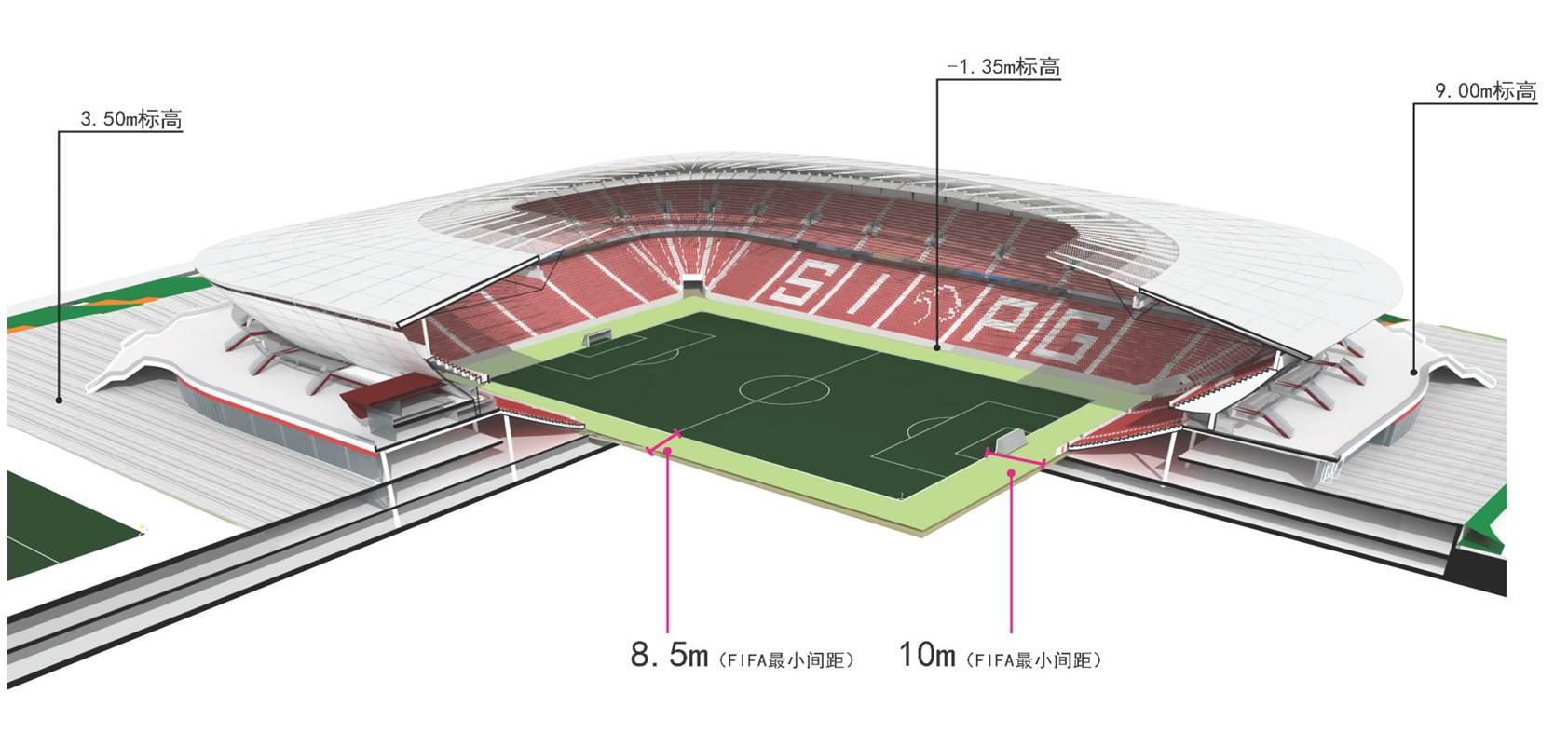 上海专业足球场建设,浦东专业足球场效果图