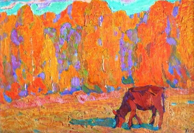 油画色彩风景,简单的风景画作