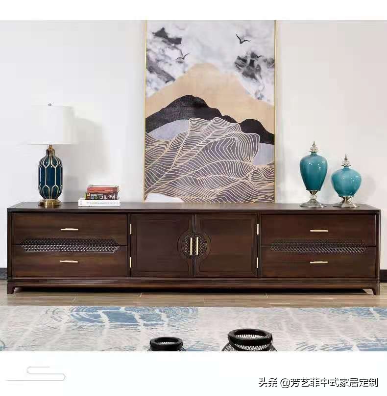 新中式家具客厅布置,新中式家具打柜子效果图