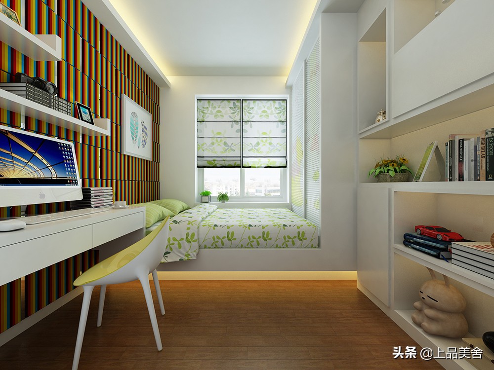 小户型客厅沙发绿色背景效果图,现代简约橙色沙发背景效果图