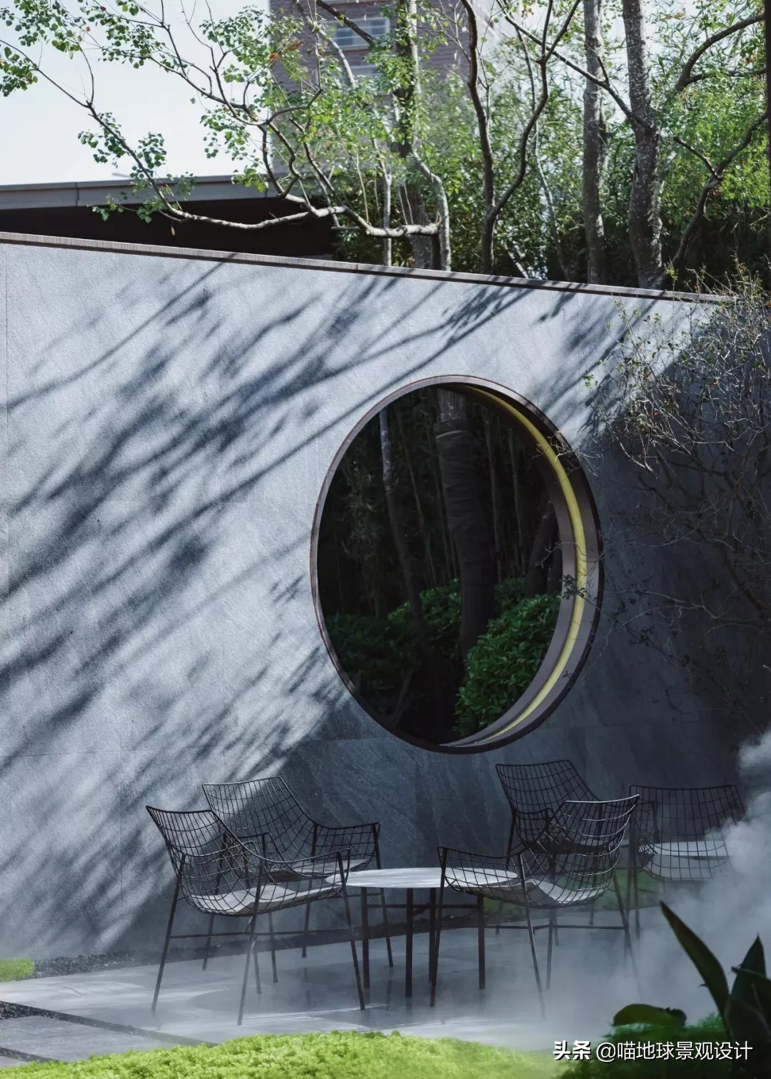 景墙圆形造型价格,简洁欧式庭院景观墙设计