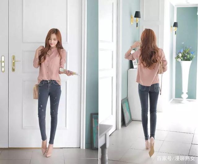 韩国模特孙允珠直筒牛仔裤衬衫休闲装扮网拍