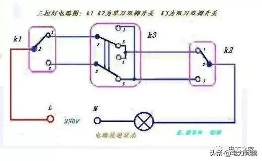 双控开关加单控开关线路图,双控三控开关实物布局图