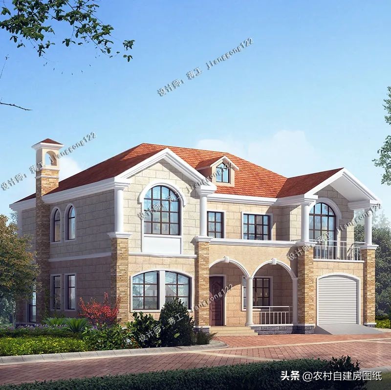 二层带车库露台农村别墅,带车库的二层农村小别墅实景房