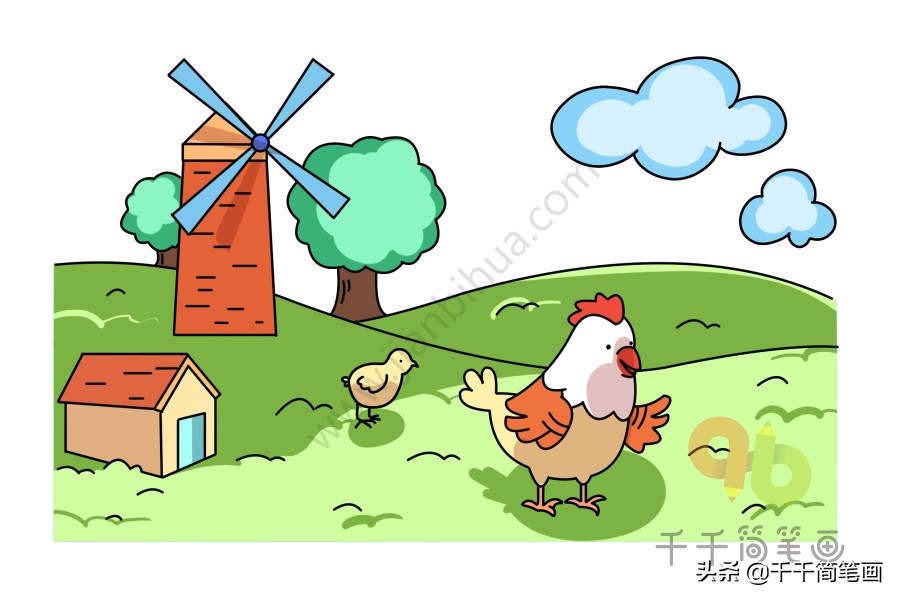 风景建筑简笔画,简笔画风景主题作品图片