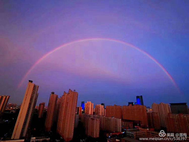 双彩虹映照下的绝美风景，洛阳奇特天象百年不遇