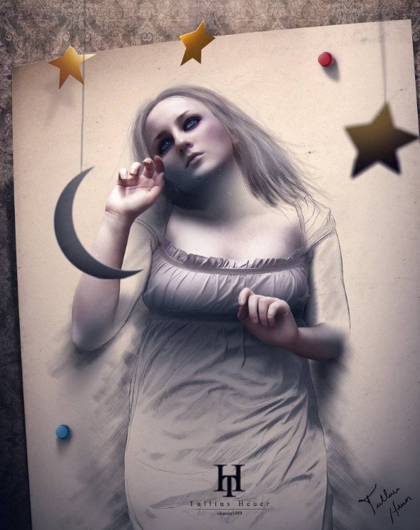 他画了一个3D美人，涂上颜色后，让人不禁赞叹，大呼不可思议。