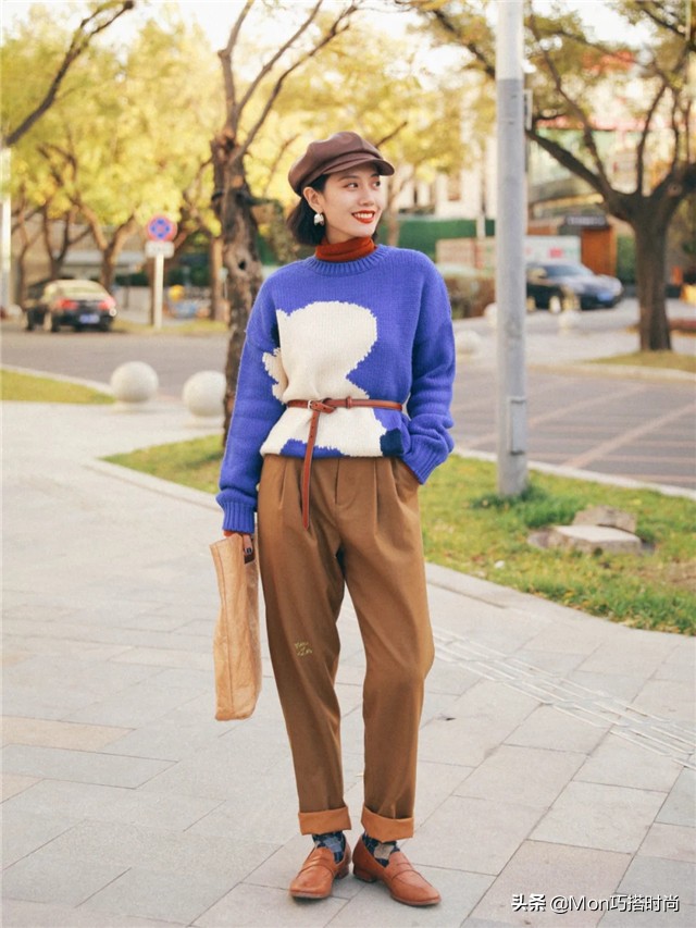 简单又显瘦的细腰带,腰带系成v型显瘦