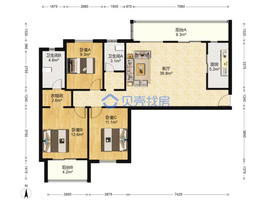 精装二手房100万,91平三房二卫南向精装96万快来抢
