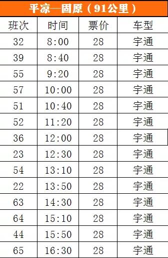 兰州至平凉客运时刻表,庄浪平凉客运时刻表