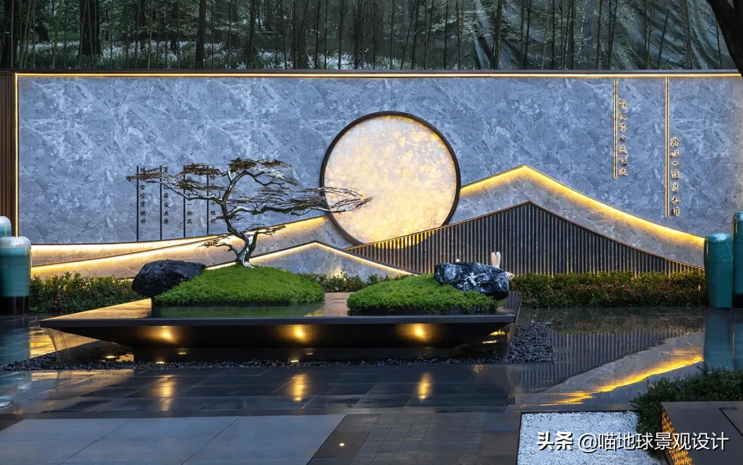 景墙圆形造型价格,简洁欧式庭院景观墙设计