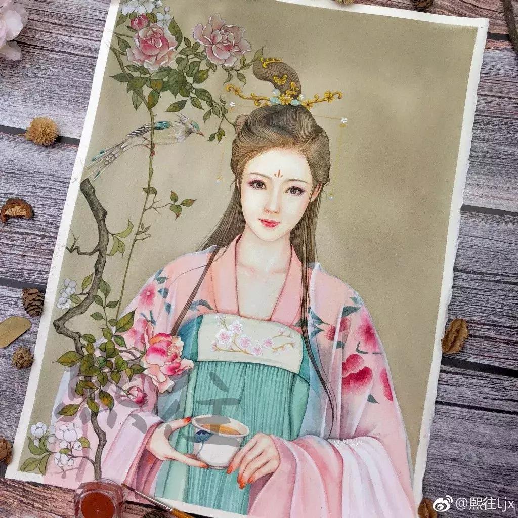 古风绘画线描,100张绝美古风女线描手绘