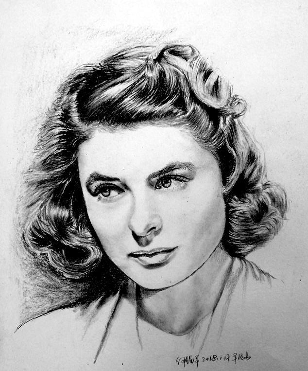 碳铅素描,明星彩铅素描画像图片