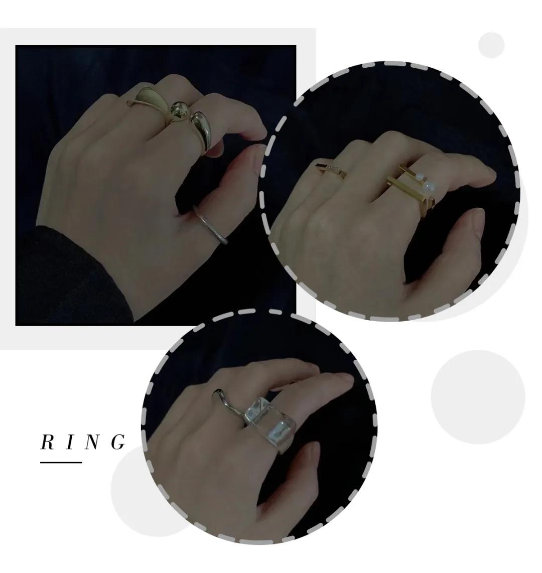 5元以下戒指ins小众冷淡高级感 (素款轻奢小众旋转戒指可调节)