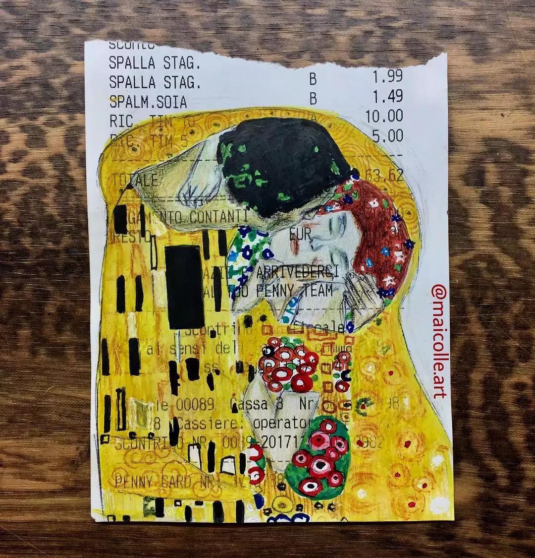 学渣购物小票画画,97年画画天才