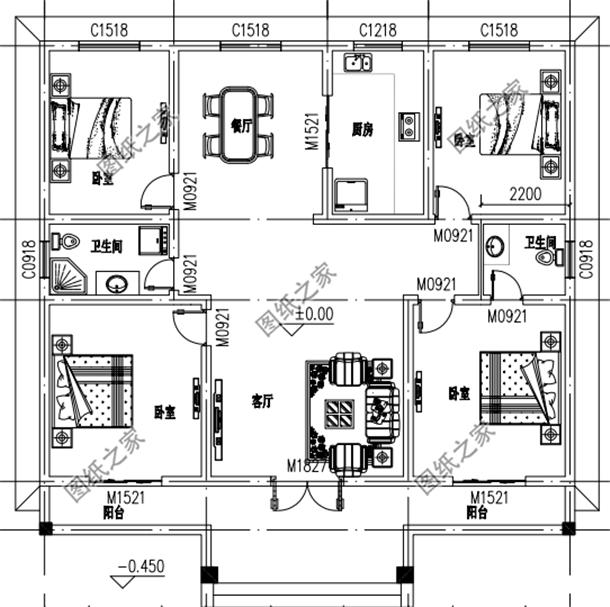 1层农村自建房推荐户型,北方农村自建房一层户型图