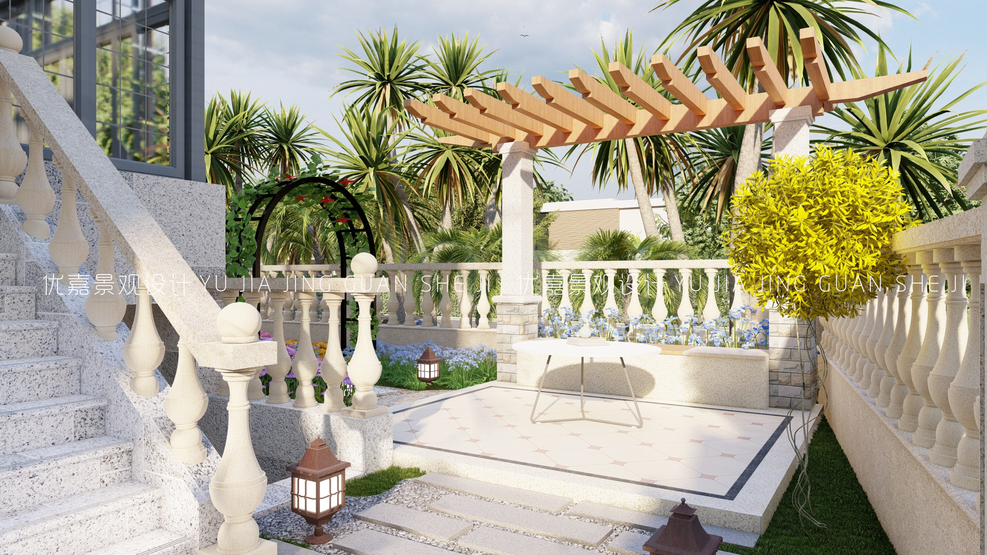 别墅室内庭院花园设计,独栋别墅庭院景观设计说明