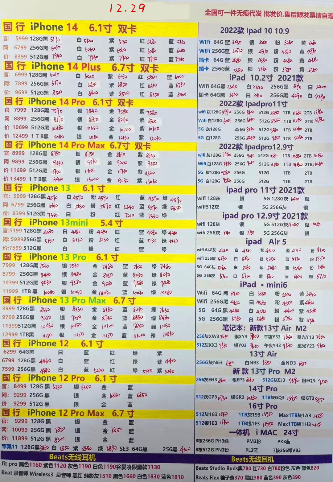 华强北手机批发12月31日报价,华强北2022年10月12日手机报价