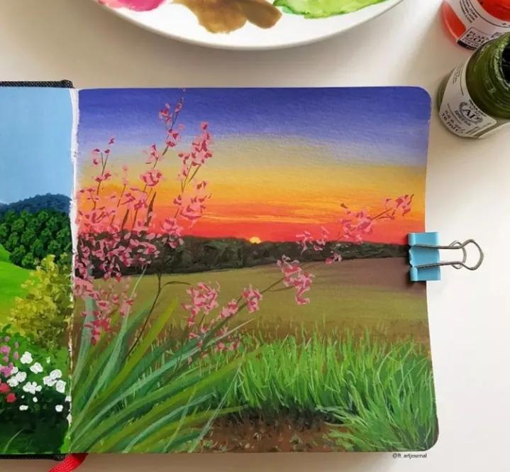 简单好看的画星空大海水粉,如何画简单的植物水粉颜料画