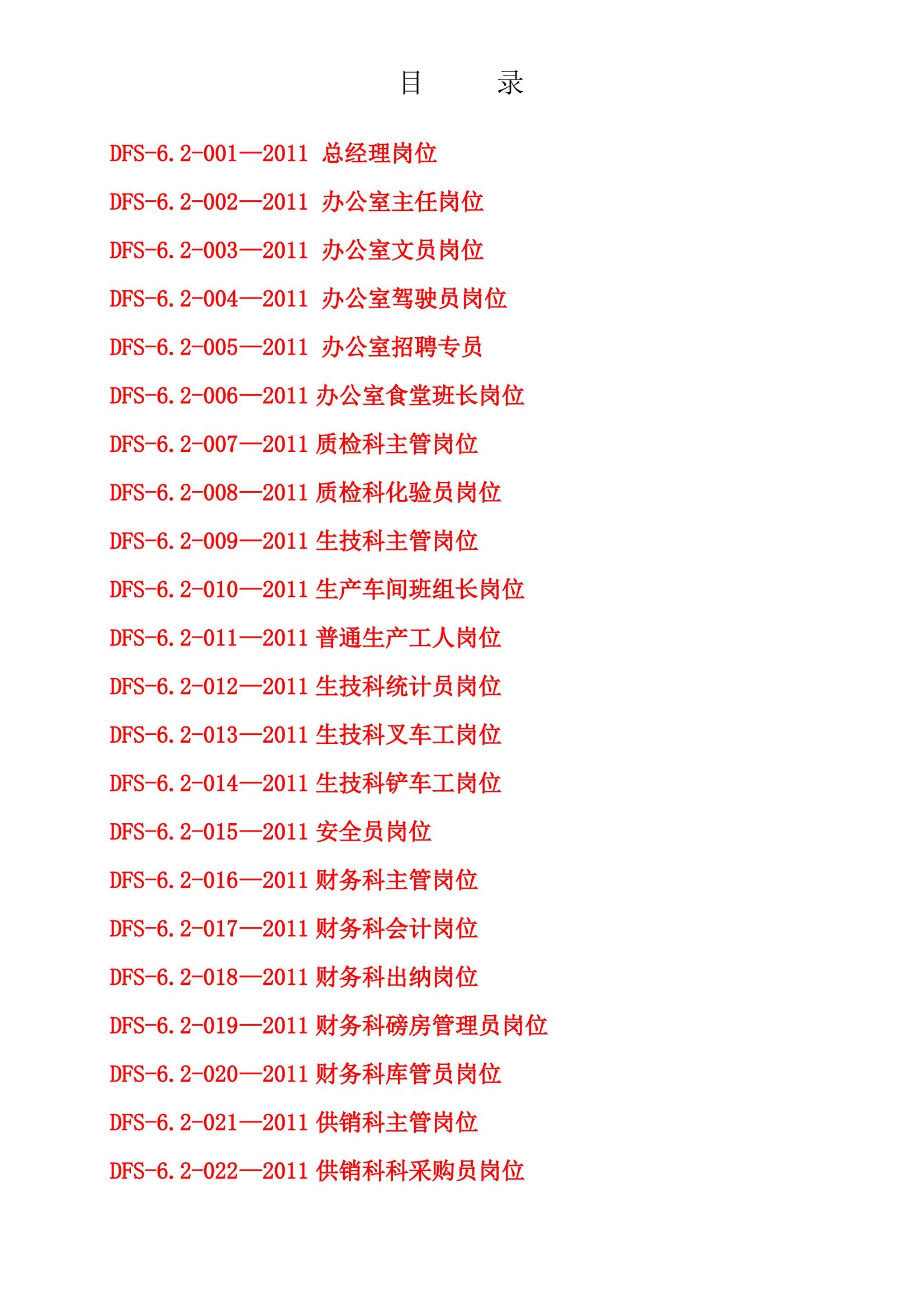 非常详细的岗位职责说明书,最全岗位说明书