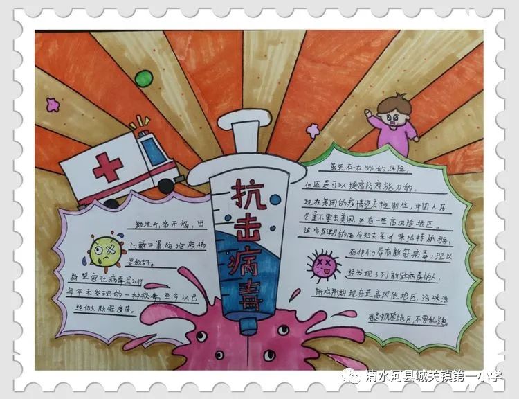 我是防疫小能手亲子绘画,童心有我共抗疫主题绘画