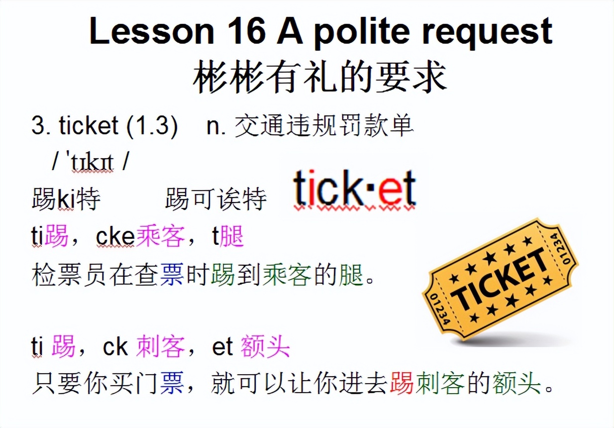 新概念二音标，Lesson16Apoliterequest彬彬有礼的要求